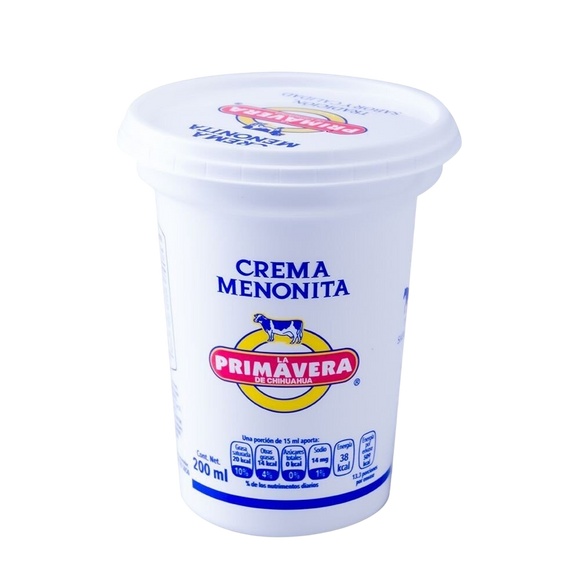 Crema menonita Primavera 250 gramos
